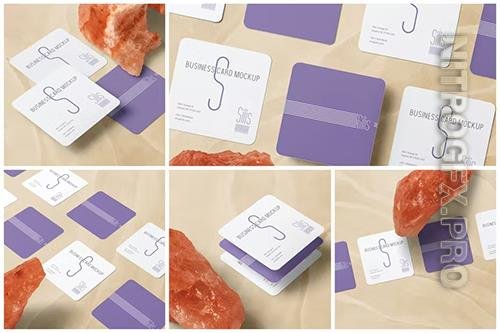 Rounded Square Business Card Mockups PSD