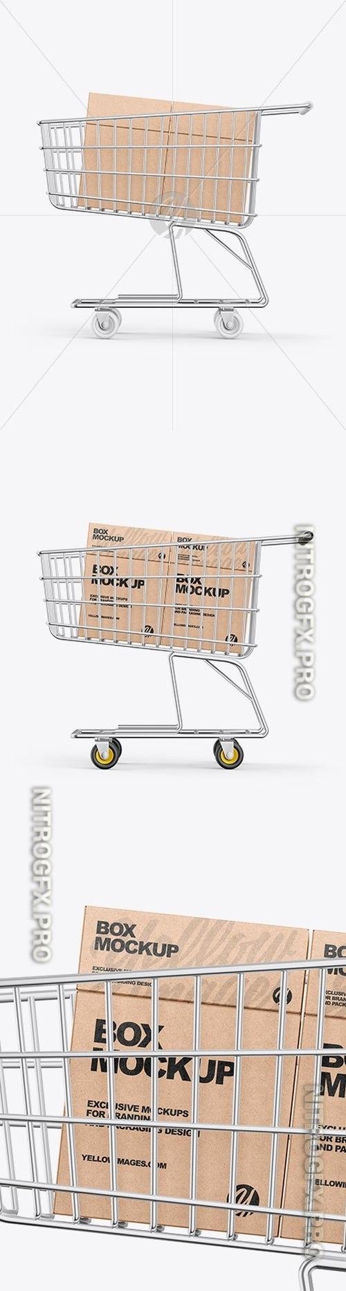Shopping Cart W/ Kraft Boxes Mockup 58917