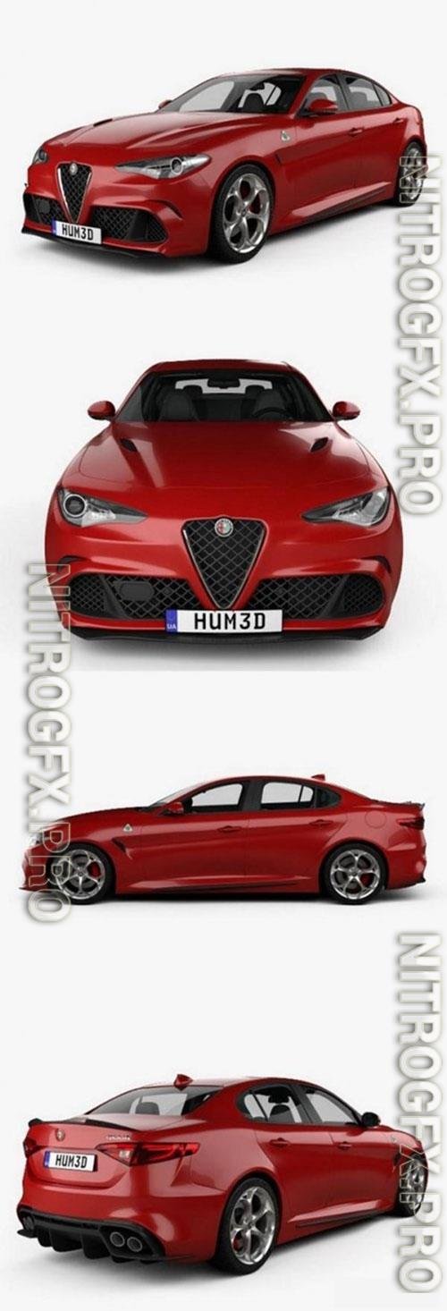 Alfa Romeo Giulia Quadrifoglio with HQ interior 2016 3D Model