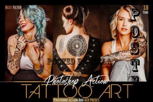 10 Tattoo Art Photoshop Actions And ACR Presets, Fashion Ps - 1932717