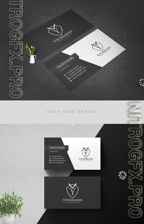 Business Card Layout with Dark Gray Diagonal Elements 209241362