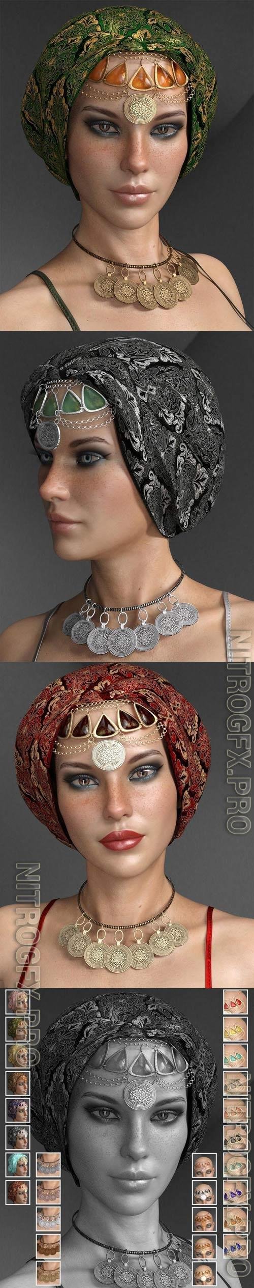 X Fashion Headpiece and Accessories for Genesis 8 Females