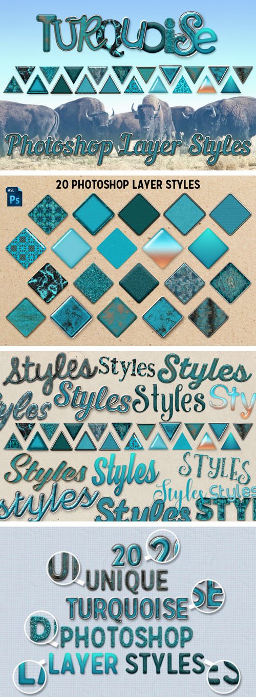 20 Turquoise Layer Styles for Photoshop