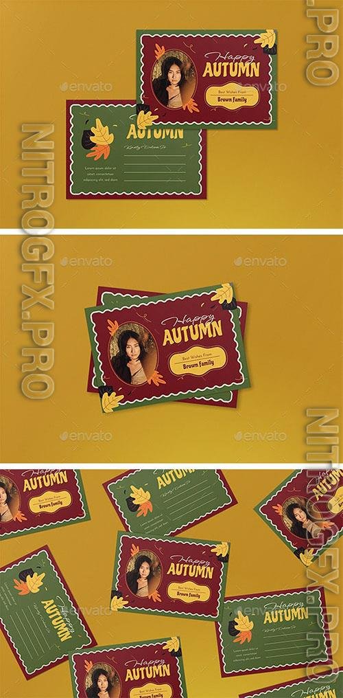 Green Flat Design Autumn Greeting Card 39156301 Psd