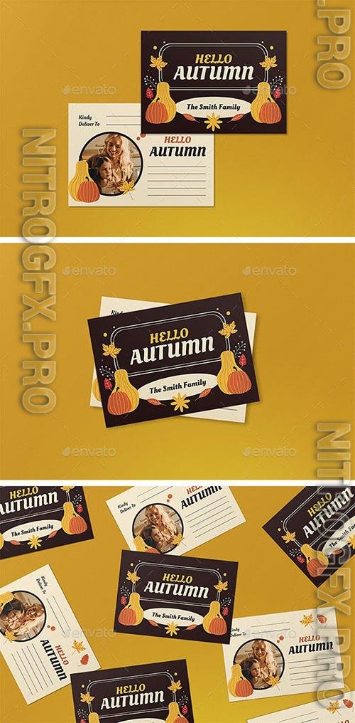 Brown Flat Design Autumn Greeting Card 39472000 Psd