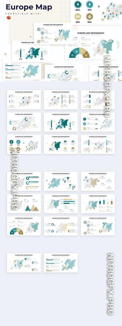 Education Europe Map PowerPoint Infographics
