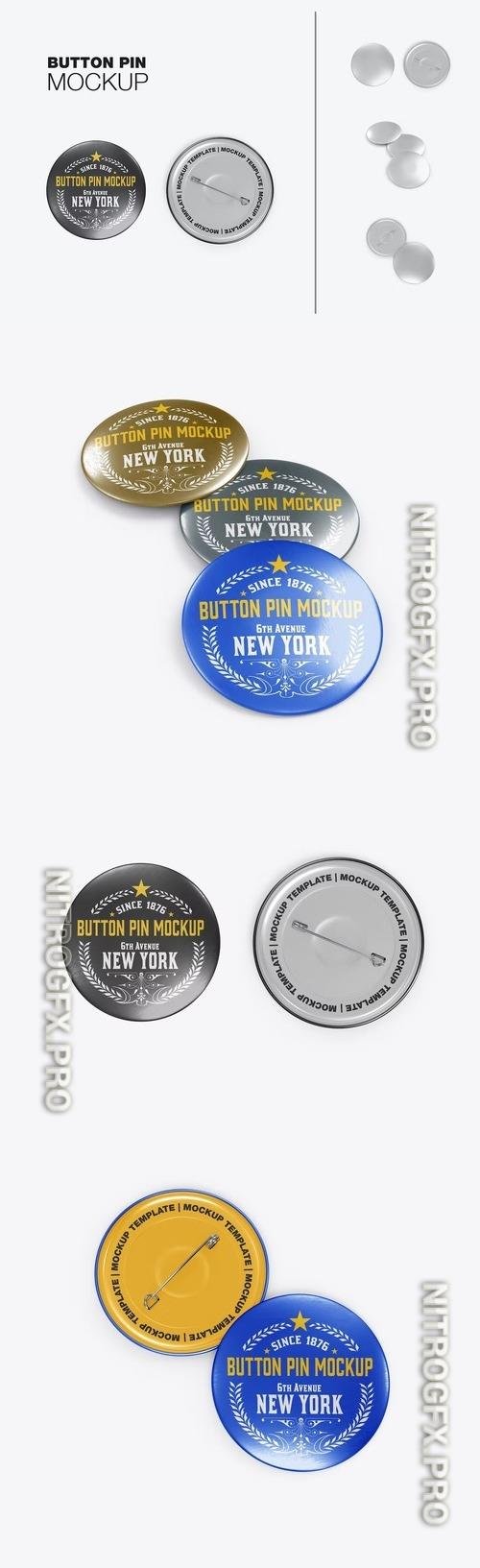 Standard Metallic Button Pins Mockup
