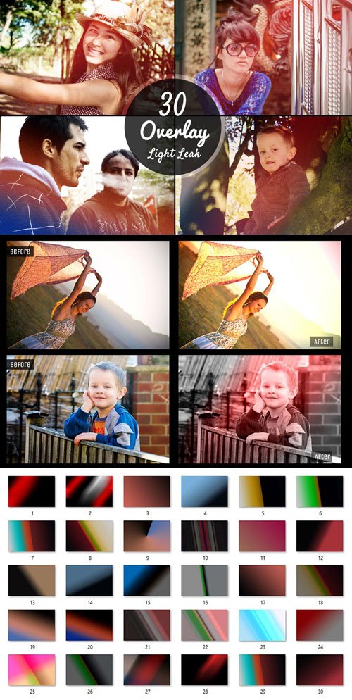 30 Light Leak Overlays for Photoshop