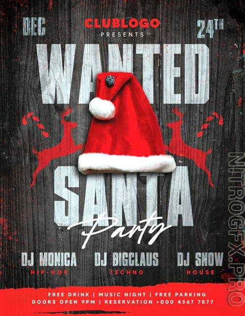 Wanted Santa beautiful flyer psd