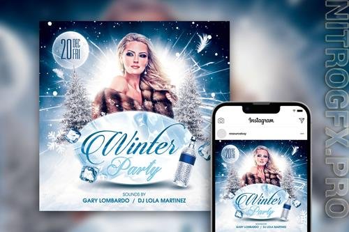 Elegant Icy Winter Party Instagram Post Template