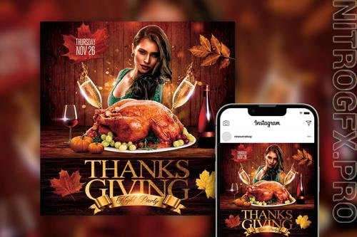Charming Elegant Leafy Thanksgiving Party Instagram Post Template