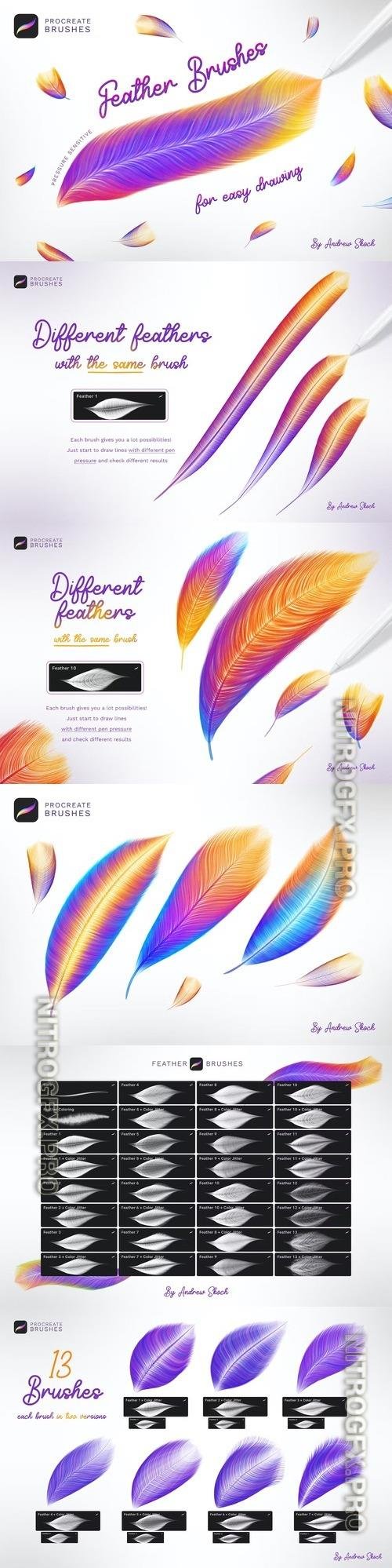 CreativeMarket - Feathers Procreate Brushes - 10223021
