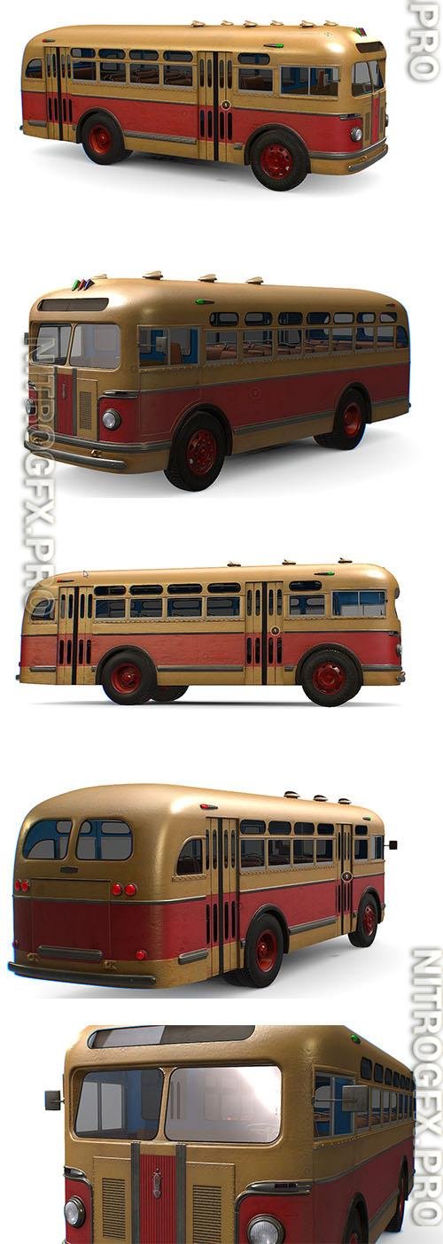 Retro USSR Soviet Vintage ZIS 155 154 City Bus PBR 3D Models