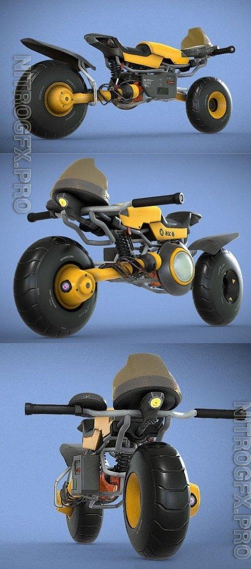 Sci-fi electric bike PBR 3D Models