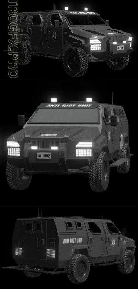 Armoured Police Truck 3D Models