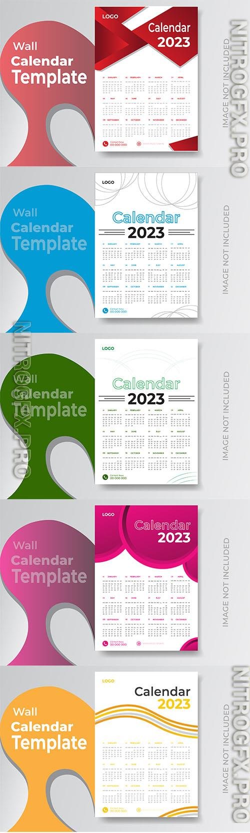 2023 calendar colorful design template for happy new year