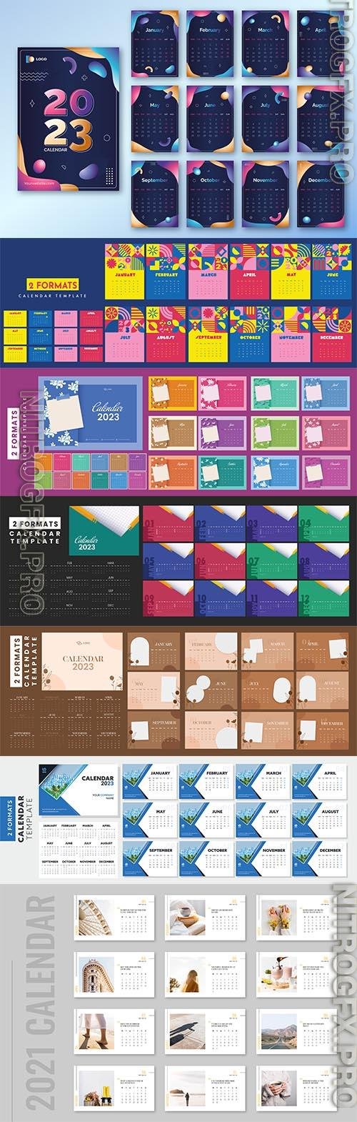 2 formats complete set of 12 month 2023 calendar template layout for publishing