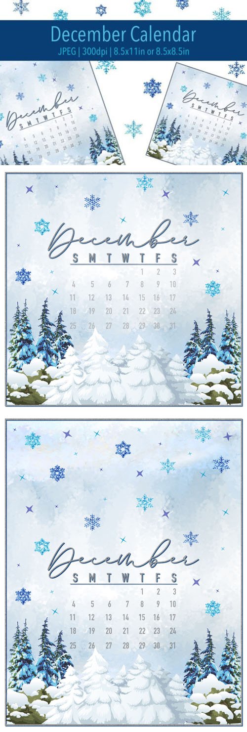 December 2022 Winter Calendar Template