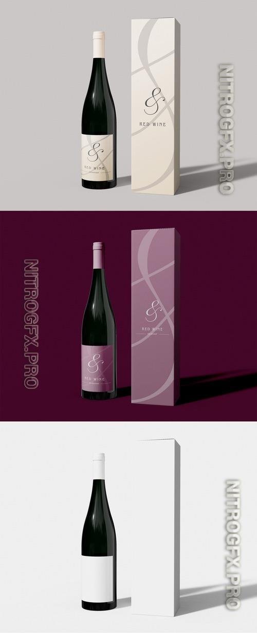 Wine Bottle with Box Mockup 507156754 PSDT