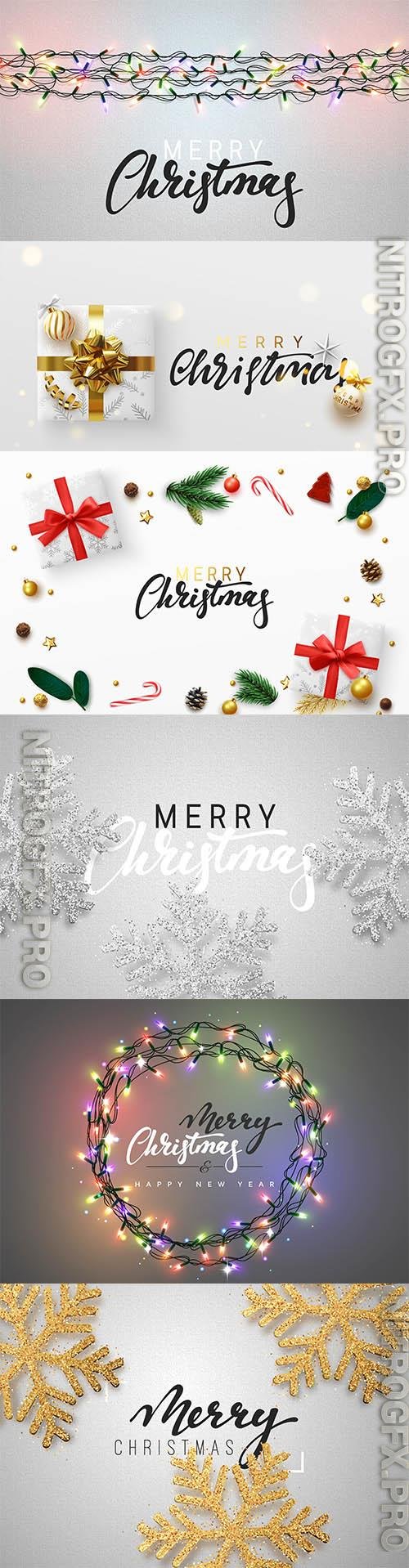 Vector merry christmas and happy new year