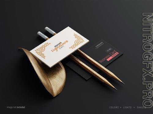 PSD business cards and pencil mockup with letterpress effects vol 2