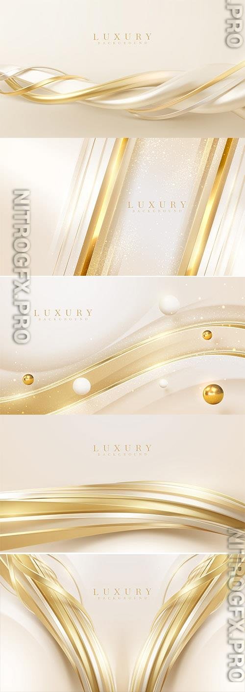 Luxury vector background with golden curve line element
