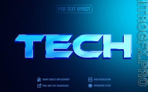 Psd 3d tech blue text effect