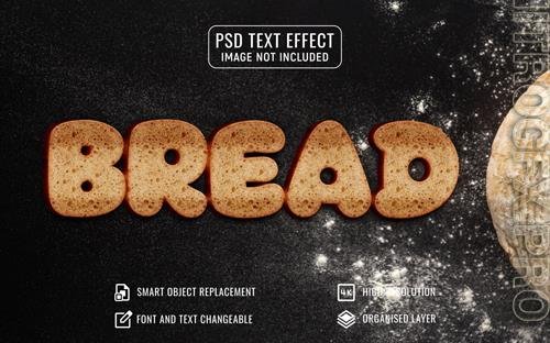 Psd realistic bread text effect food service