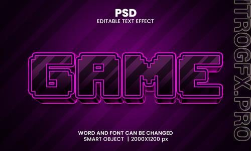 PSD game 3d editable photoshop text effect style with background