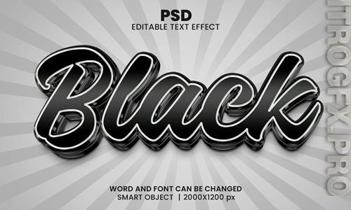 PSD black 3d editable photoshop text effect style with background