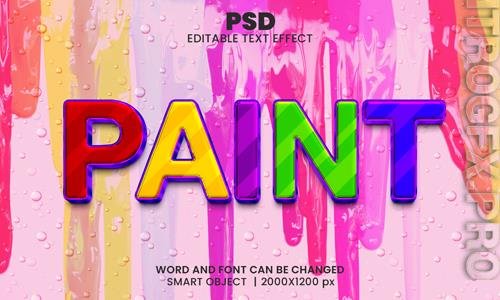 PSD paint colorful 3d editable photoshop text effect style with background