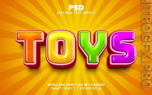 PSD toys comic style 3d editable photoshop text effect style with background