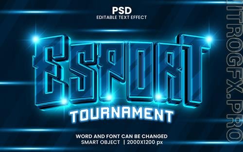PSD esports tournament 3d editable photoshop text effect style with background