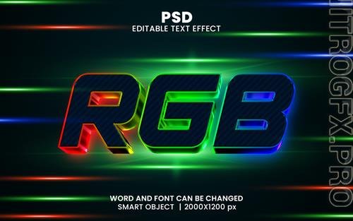PSD rgb light 3d editable photoshop text effect style with background
