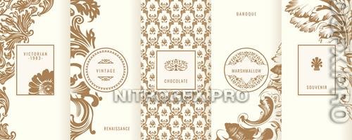 Vector vintage set of design vertical elements labels frames logo packaging luxury design vol 4
