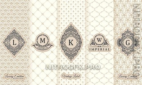 Vector vintage design elements labels icon logo frame luxury packaging product vol 2