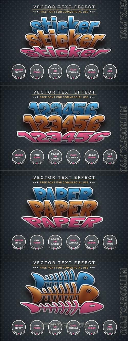 Three stickers - editable text effect, font style