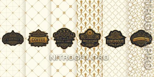 Vector vertical cards set packaging design gold labels logo frame vol 2