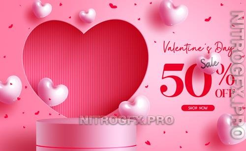 Happy valentine's sale day vector background with hearts
