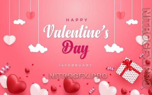 Happy valentine's day, vector background with hearts
