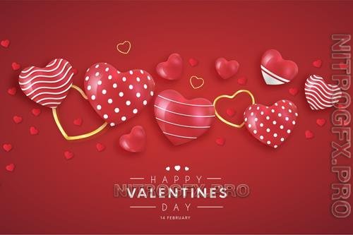 Happy valentine's day text in pattern background with hearts