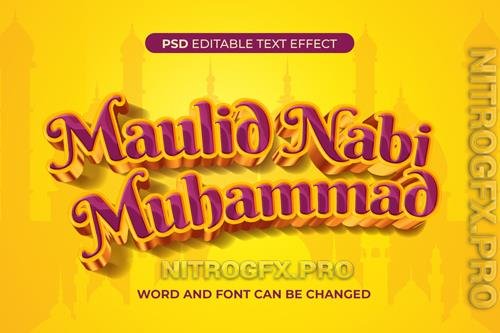 PSD maulid nabi text effect layered 3d