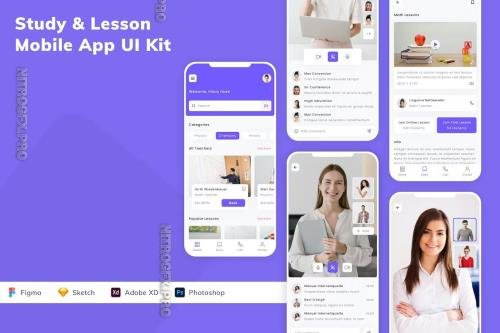 Study & Lesson Mobile App UI Kit M2972VZ
