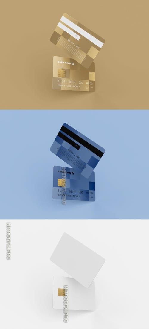 AdobeStock - Front and Back View of Two Plastic Credit Cards Mockup - 461123233