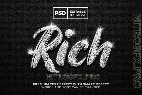 PSD Rich Silver Glitter Editable Text Effect