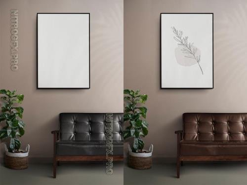 AdobeStock - Picture Frame Sofa Mockup on the Wall - 442400512