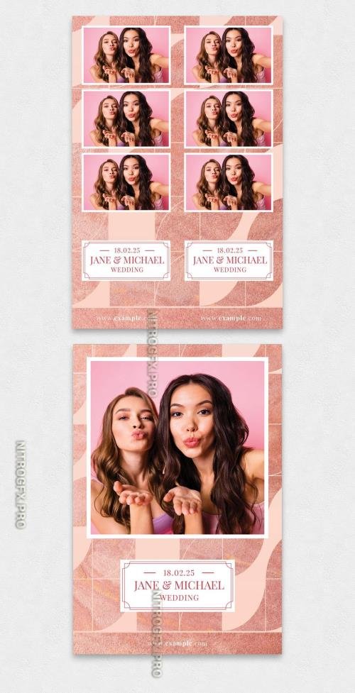 AdobeStock - Wedding Photo Booth Card Templates Layout with Pink Geometric Background - 440174019