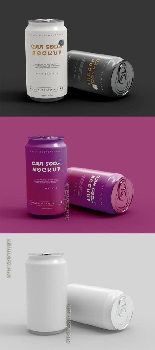 AdobeStock - Two Cylindrical Soda Can Mockup - 442175917