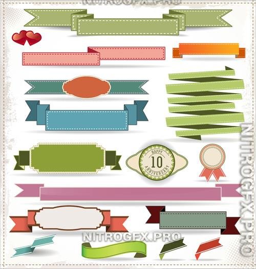 Vector retro ribbons and labels eps