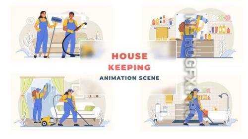 VideoHive - House Keeping Service Agency Animation Scene - 43333015